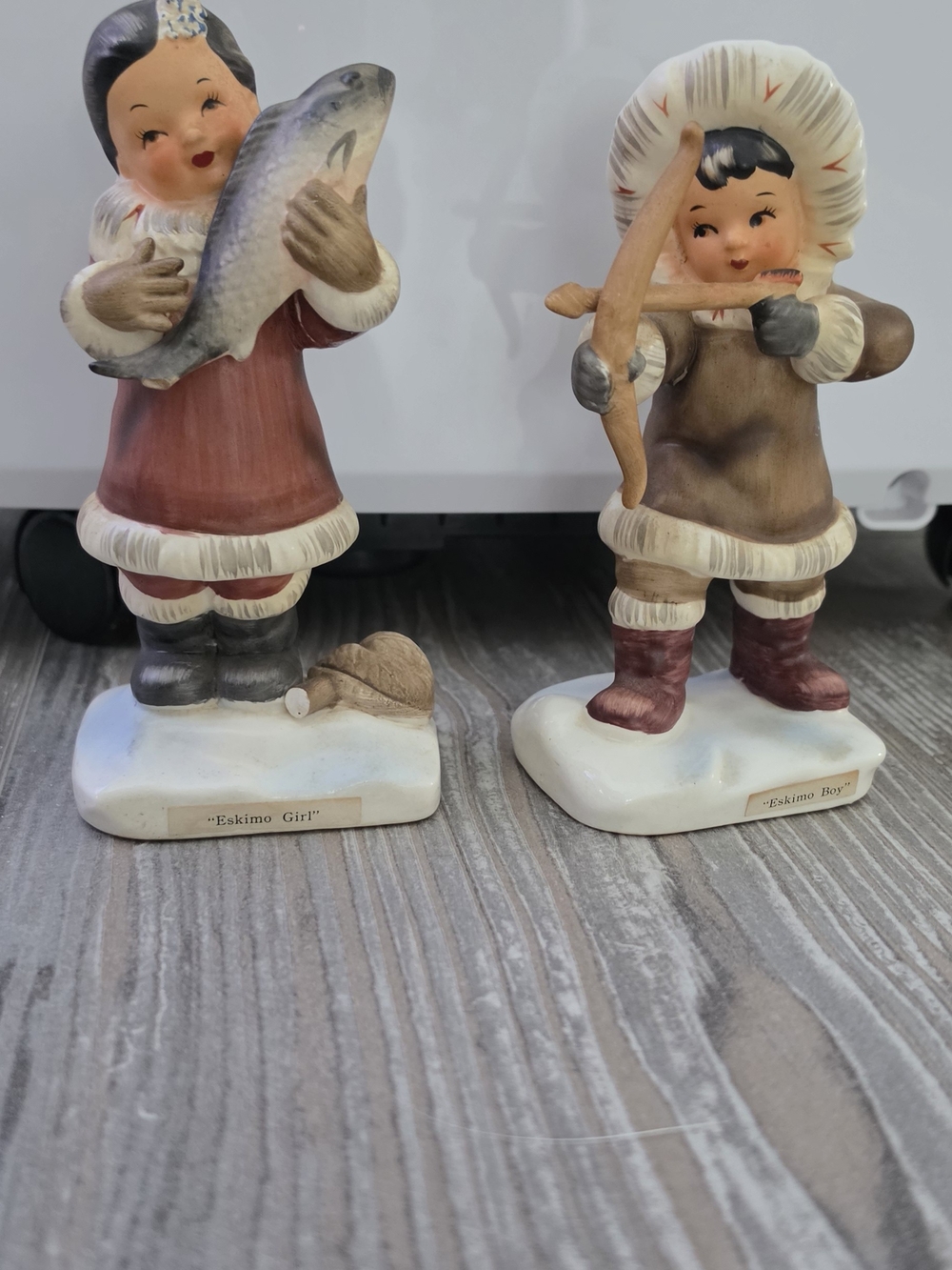 Vintage Kelvin Japan Eskimo Boy & Girl Figurine Set